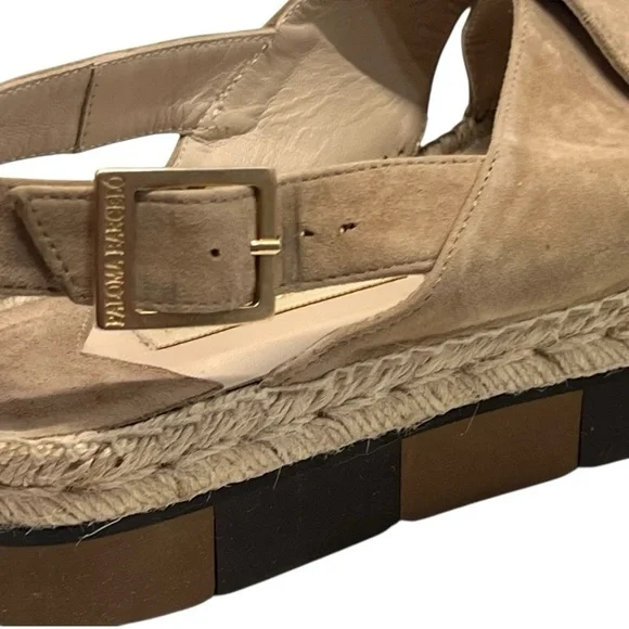 Paloma Barcelo Lynde Tan Suede Jute Espadrille Two Tone Platform Sandal Women 38 - Picture 13 of 16